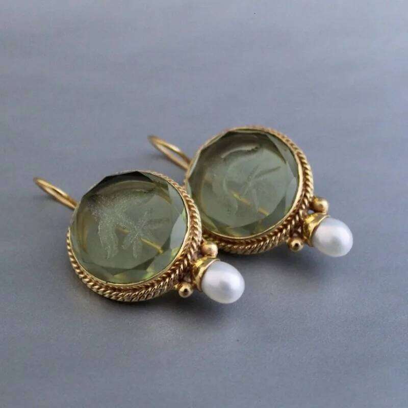 Vintage Green Earri… - image