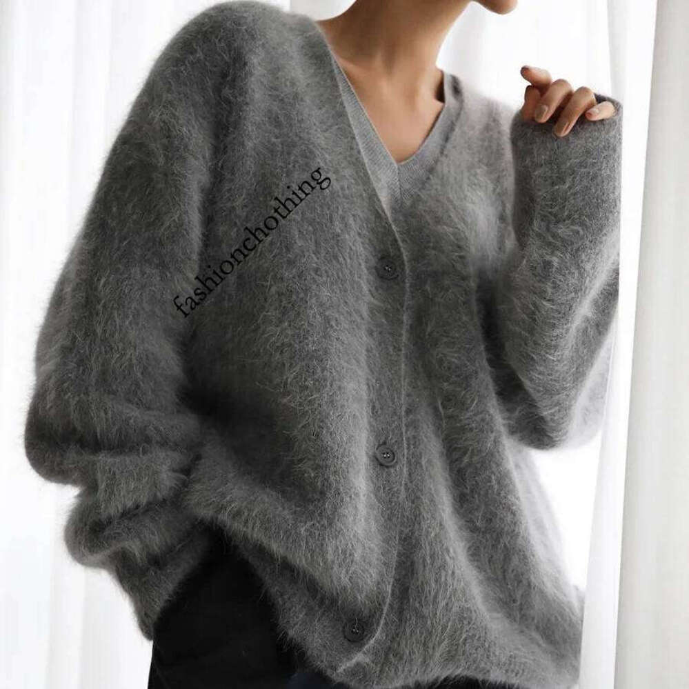 Zhehan Sexy Cardigans Korean Fashion Vintage Knit Loose Sweaters Women Black Long Sleeve Knitted Button Up Pink Top Mohair