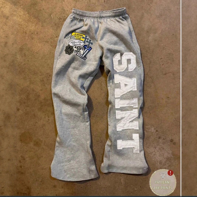 Luxury Brand Designer Clothes Hot Sale American Retro 3D Print Personality Pattern Loose Casual Long Pants Unisex In Stock