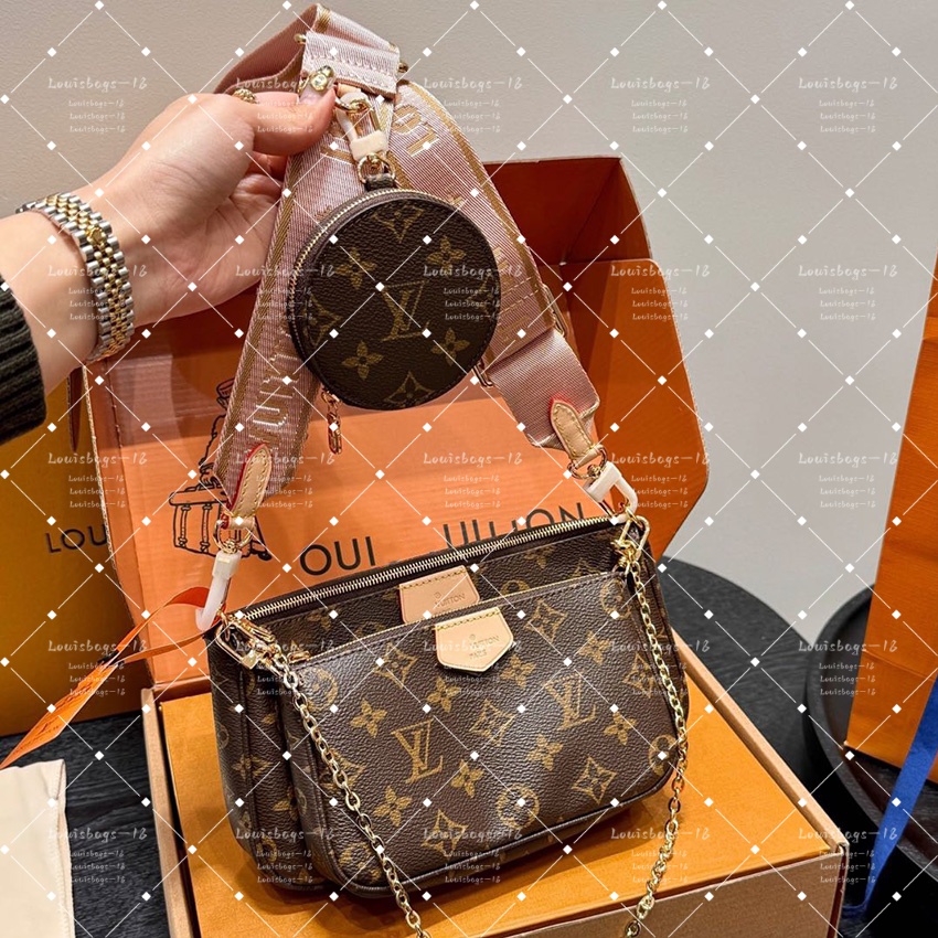 Designer Bag Classic Old Flower Brown Five In One Shoulder Bag Seven Color Shoulder Strap Clutch MULTI POCHETTE Women's Messenger Bag Wallet Luxury Fashion bag