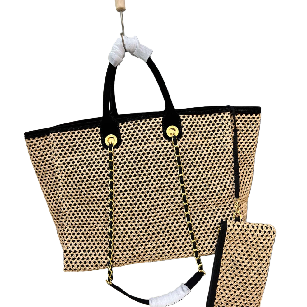 Woman bag handbag tote shoulder bag with pouch letters new arrival luxury famous design High quality 38cm black beige two in one