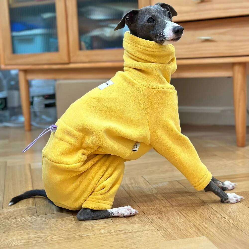 Famous brand Warm Yellow Fleece Sweater Italy Greyhound Soft legged High Neck Sweatshirt Windproof Winter Coat for Poodle Teddy Mid Dog pupakaIK