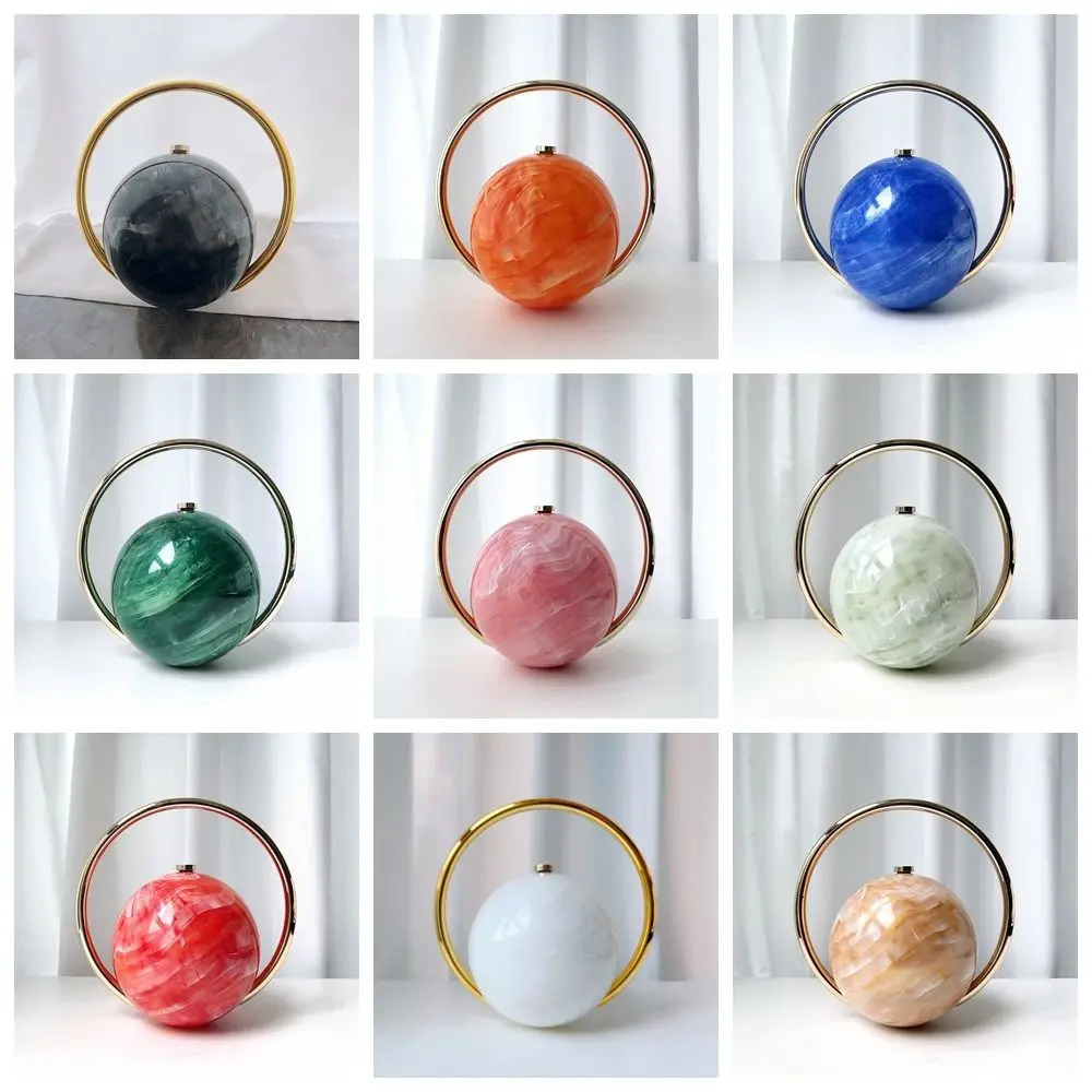 Deluxe PVC Round Ball Womens Handbag Electroplated Ball Handle Evening Bag Stone Pattern Mini Purse 260112