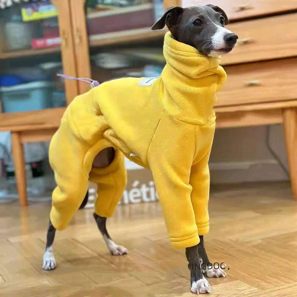 Famous brand Warm Yellow Fleece Sweater Italy Greyhound Soft legged High Neck Sweatshirt Windproof Winter Coat for Poodle Teddy Mid Dog pupakaIK