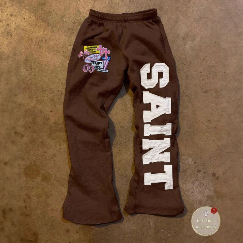 Luxury Brand Designer Clothes Hot Sale American Retro 3D Print Personality Pattern Loose Casual Long Pants Unisex In Stock