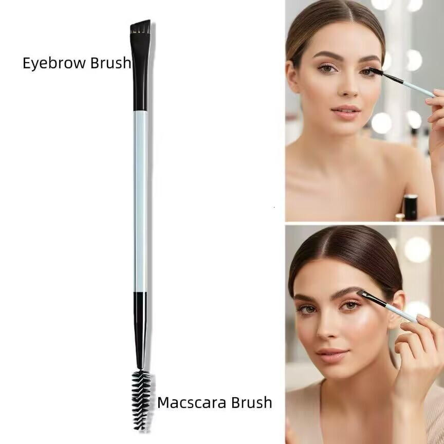 DailyQueen- MARIO Double End Portable Travel Mini Makeup Brush Set Slant FOUNDATION Cream Black White Cosmetic Powder Dual Side