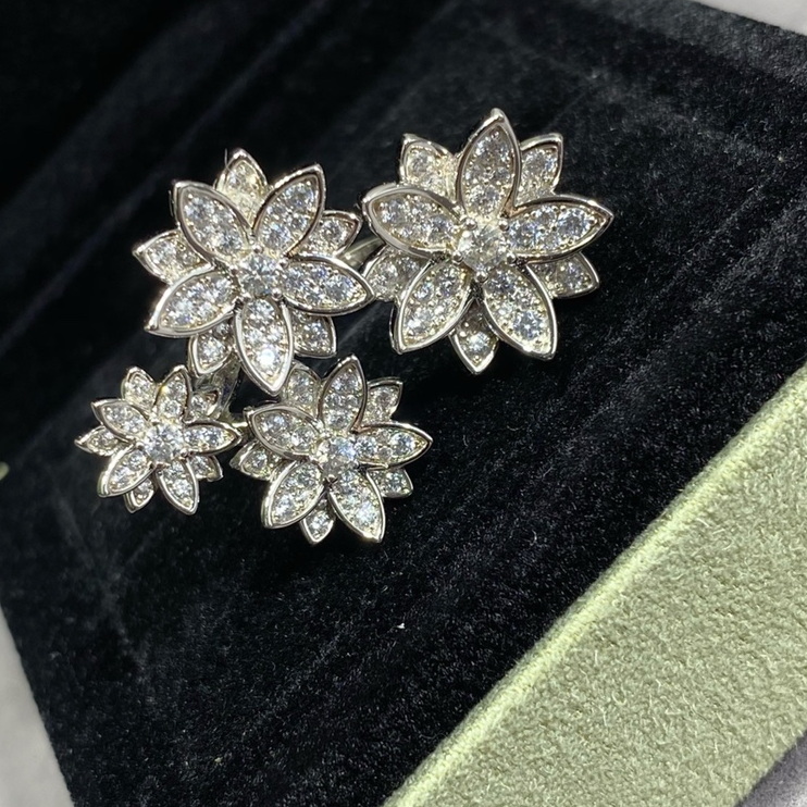 flower ring with colored crystal ring US size 678 for women 925 silver material top quality 18K gold plated with box anniversary gift classic style 033