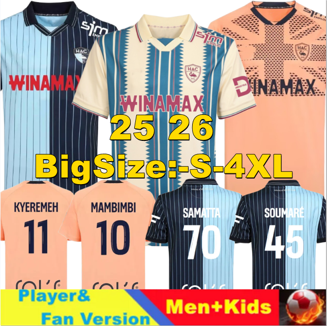25 26 Le Havre soccer jerseys Home Kinkoue 2025 2026 maillots de foot Toure Casimir camisetas de football shirt Kechta Operi men kids kit Targhalline uniformS