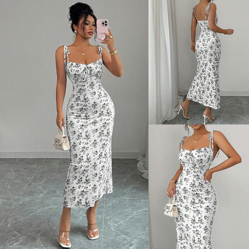 Luxury Brand Designer Clothes European And American Floral Long Dress Summer New Women's Floral Print Strapless Bodycon Dress