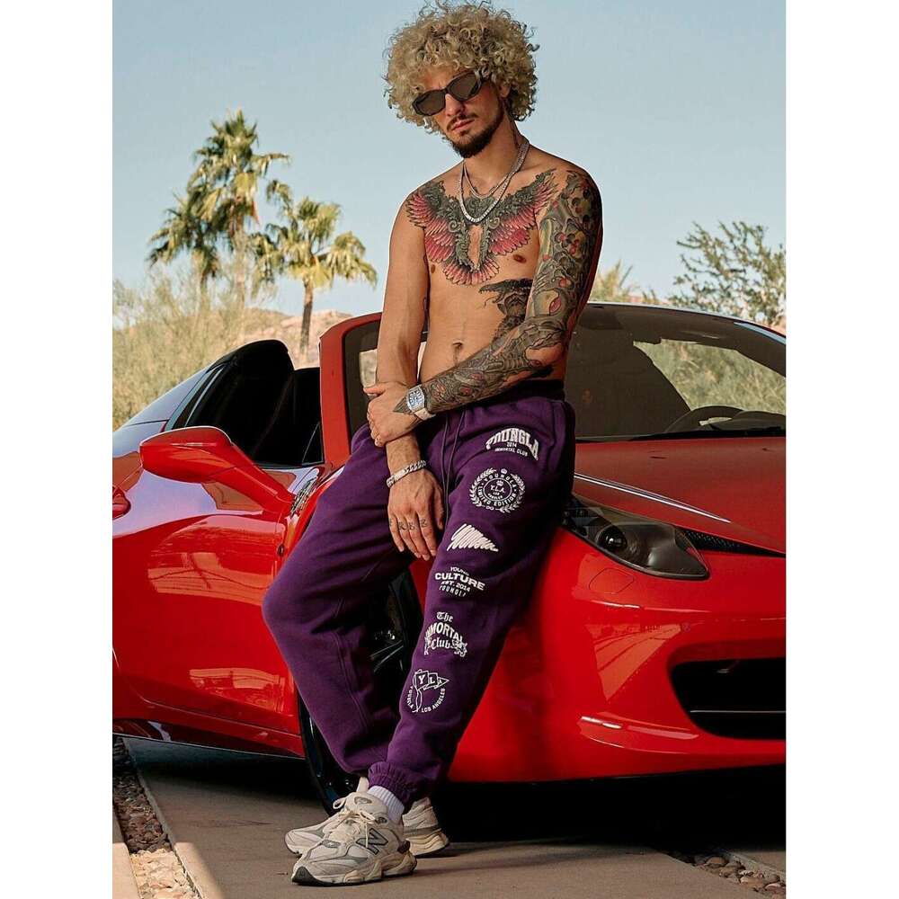 Mens Sweatpants Streetwear Flame Wolf Skull Casual Loose Gym Joggers 2025 Summer Cotton Breathable X2506251