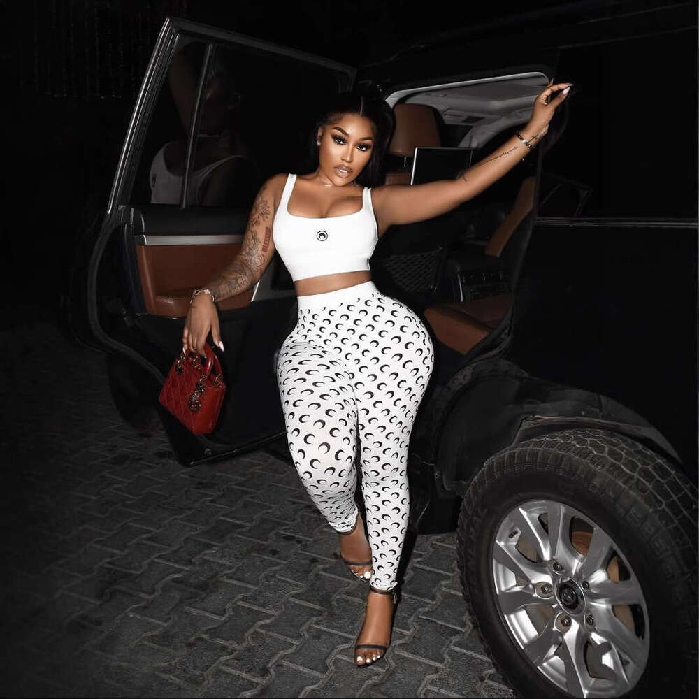 European American Cross-Border Amazon New Sexy Slimming Vest and Long Pants Fashion Crescent Print Two-Piece Set