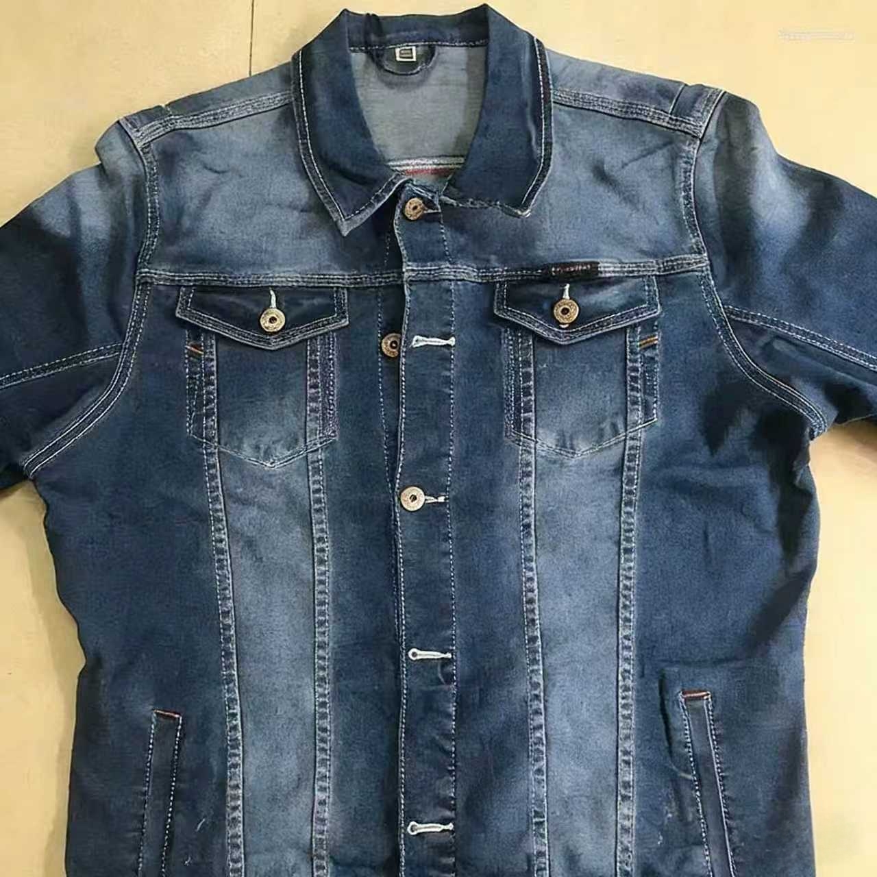 Men's Tracksuits Slim-Fit Denim Business Outfit Two Pieces Of Comfortable Stretch Fabric For Everyday Use Dark Blue Simple Design