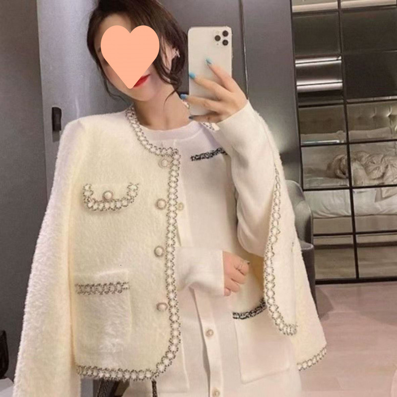 Luxury Brand Designer Clothes Style Fashion Versatile Double-Sided Faux Mink Coat Korean Version Loose Coat Cardigan Sweater Spring Autumn Elegant Soc