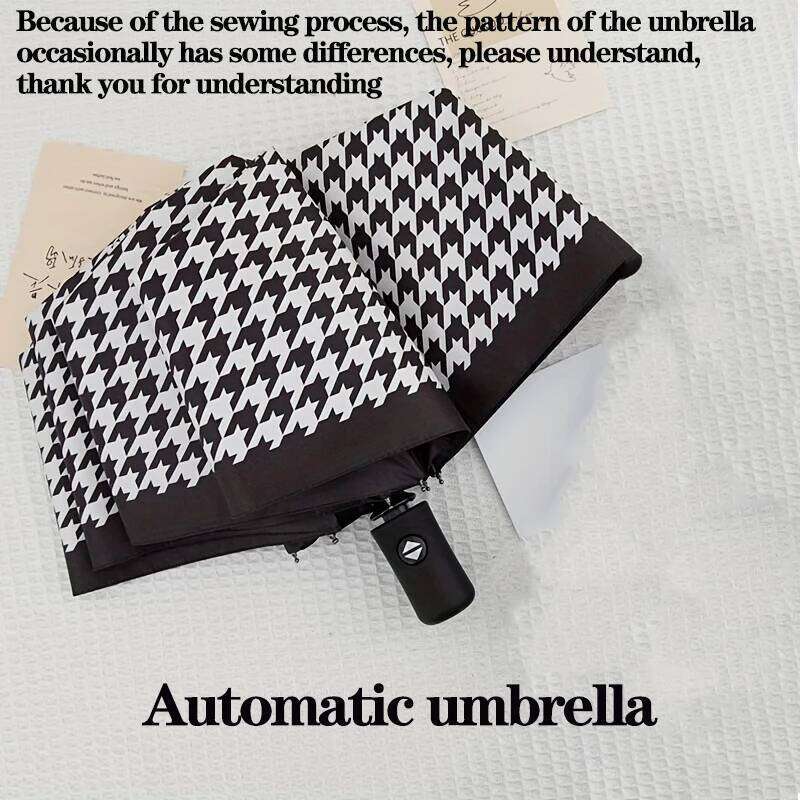 Home Decor Umbrella Windproof Rainproof Portable Folding Umbrella Fashionable British Style Houndstooth Pattern for Home Use Living Room Decoration St