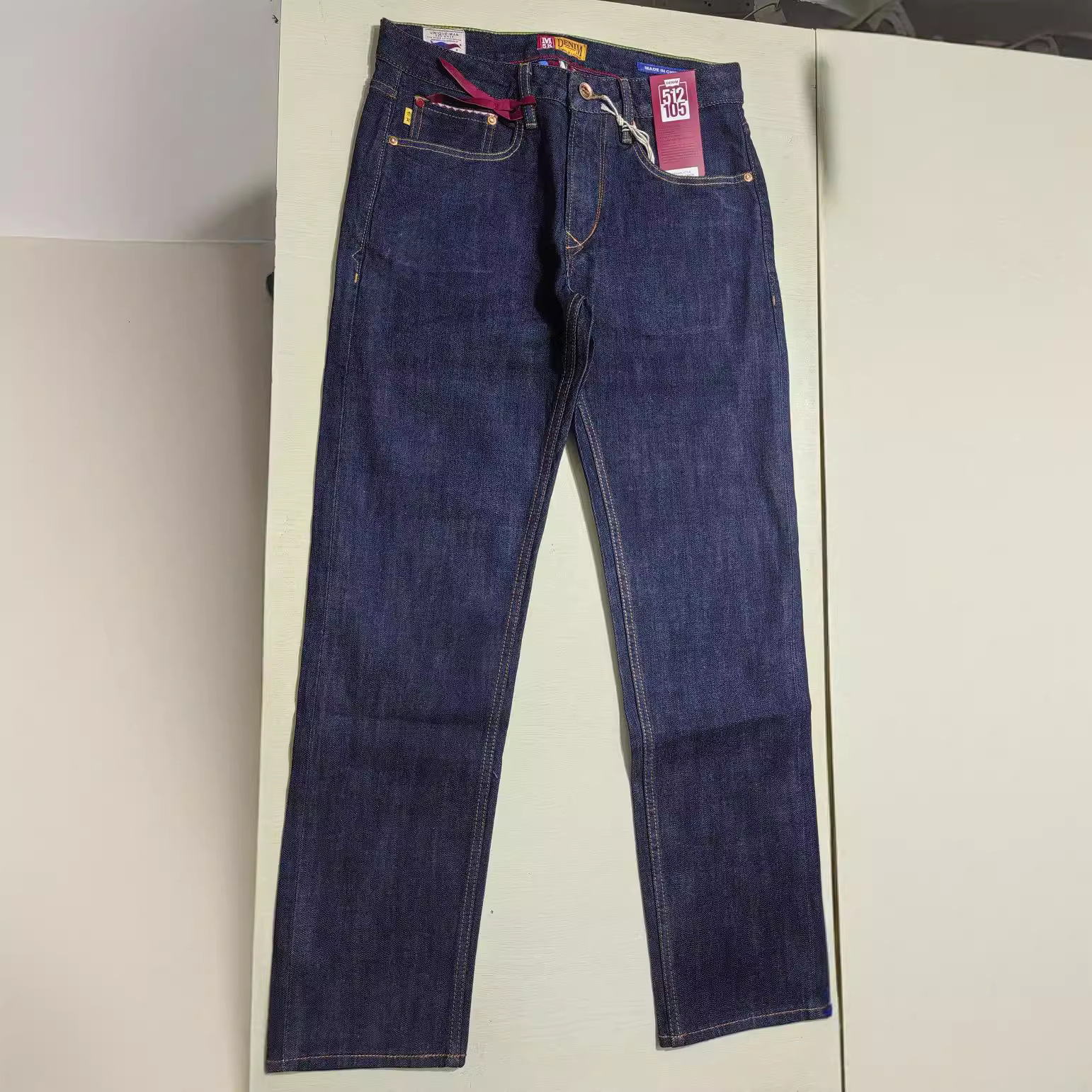 15oz 100% Cotton Red Selvedge Denim Jeans for Men Heavyweight Vintage Washed Casual Tapered Straight Trousers High Quality 502 240810