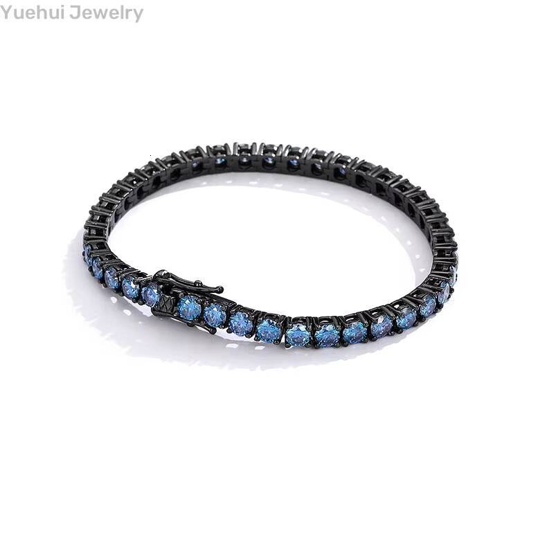 Dainty Womens Wholesale Mens Silver Cuban Couple Blue Tennis Moissanite Bracelet for Events