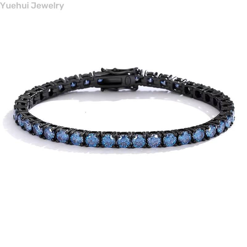 Dainty Womens Wholesale Mens Silver Cuban Couple Blue Tennis Moissanite Bracelet for Events