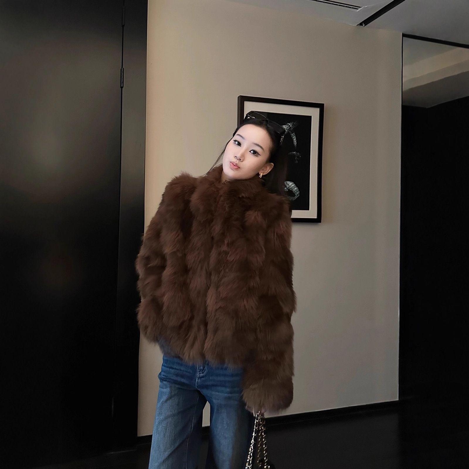 Short Faux Mink Coat Winter Brown Faux Fur Coat Woman Clothing Loose Fluffy Faux Fur Jacket Woman Fur Coats Tops 251008