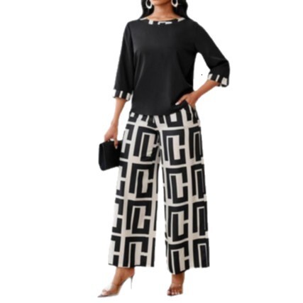 Designer Women's Clothing Set 2026 Spring New Wow T-shirt Pants T-shirt Printed Set Elegant High Quality Two Piece Set