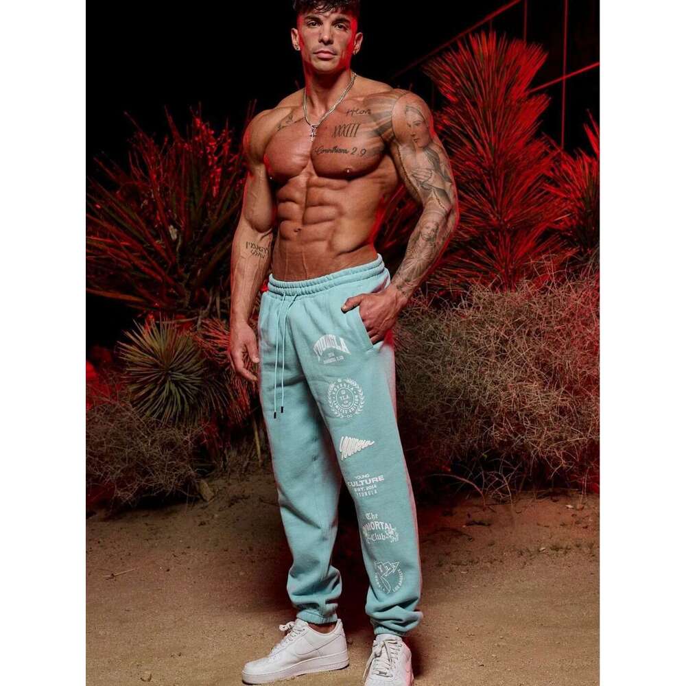 Mens Sweatpants Streetwear Flame Wolf Skull Casual Loose Gym Joggers 2025 Summer Cotton Breathable X2506251