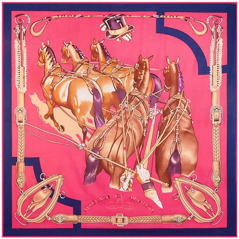 Real Silk Scarf, Women's Headscarf, Carriage Design, Blanket, Diagonal Square Scarf, Fashionable Wrap, Big Shawl, Party Travel Gift