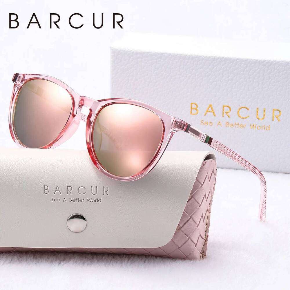BARCUR Pink Polarized Glasses Bright Comfort PC Round Frame Holiday Travel Women Sunglasses Most Fashion Gift For Girls 26Y0119