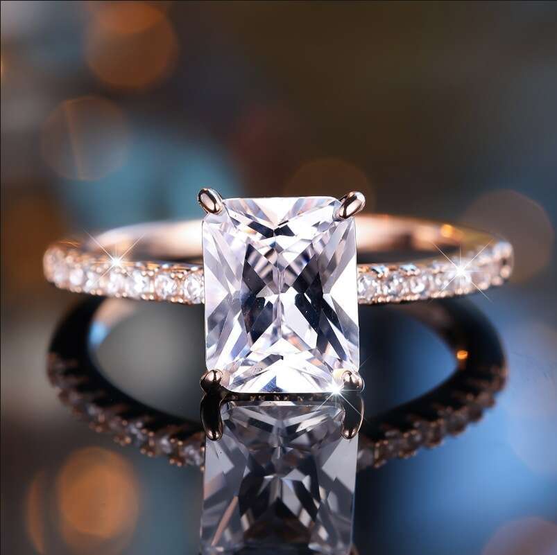 Rectangular White Diamond Four-Prong Ring New Luxury Jewelry Collection The Perfect Holiday Gift for Her