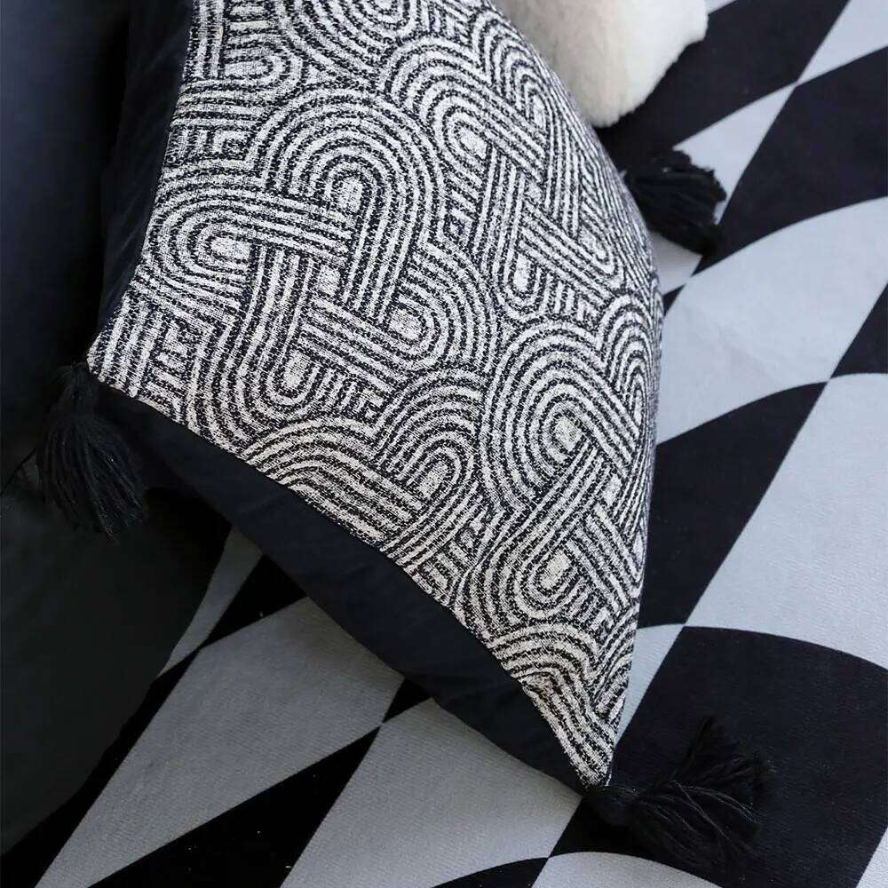 Geometric Tassel Cushion Cover Living Room Sofa Decorative Pillowcase Jacquard Soft Home Decor Retro Boho Style Funda Cojin