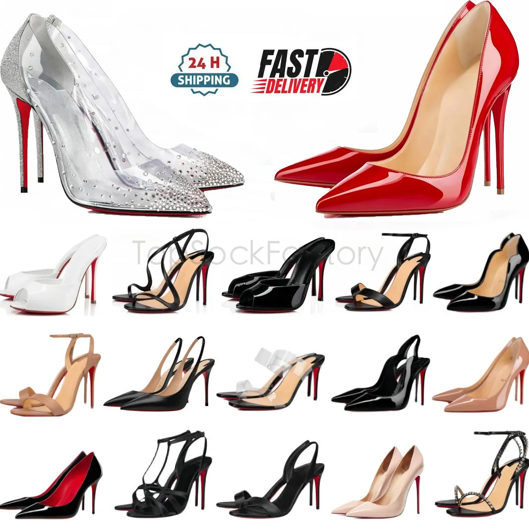 CP006 2026 Designer High Shoes Peep Toe Sandals Red Bottomshoes Women 6cm 8cm 10cm 12cm Heels Nude Black Patent Leather Brand Pumps Size 34-44