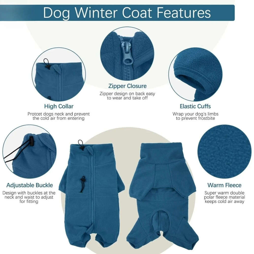 Famous brand ATUBAN Dog Winter Coat Soft Fleece Pullover Pajamas Pet Windproof Warm Cold Weather Jacket Vest Cozy Jumpsuit Apparel Clothes pupakaIK