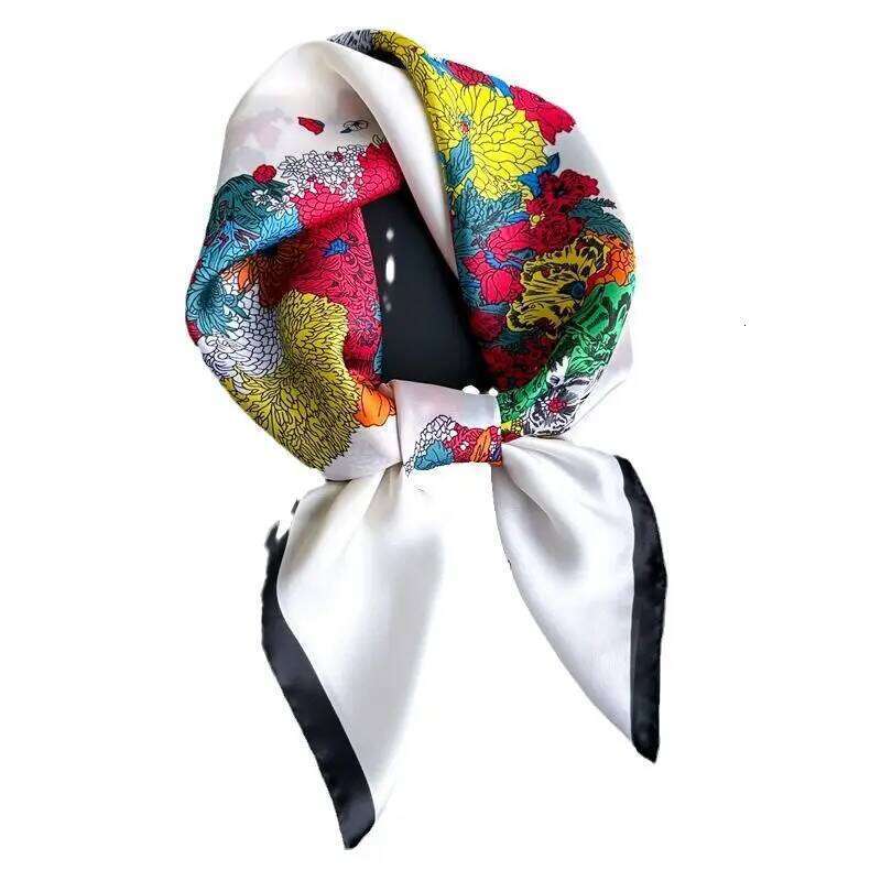 Scarf Floral Horse Print Soft Silk Like Square Multi Functional Stylish Head Wrap Korean Trendy Travel Scarf Hijabs And Blanket For Women