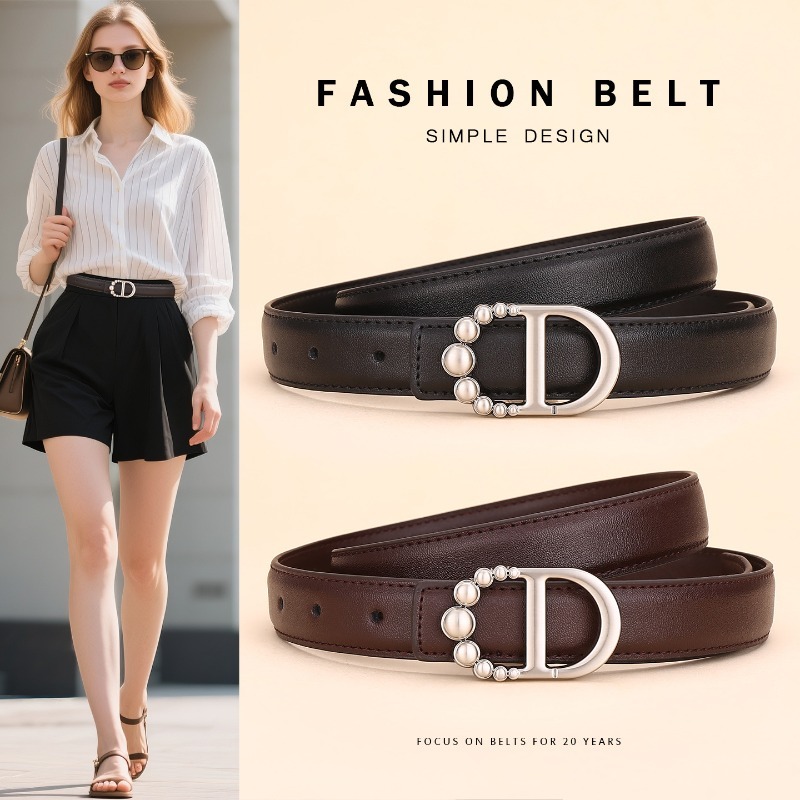 Fashion Commuter Women Leather Belt Elegant Business Letter Design Waistband Stylish Accessory