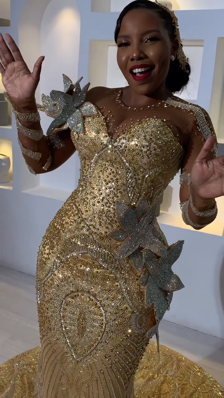 Aso Ebi Gold Mermaid Prom Dresses 2026 Beaded Crystals Flowers Sequined Evening Formal Party Second Birthday Engagement Gowns Dress For Special Occasi