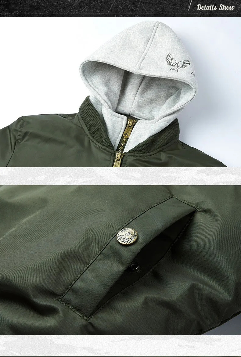 Winter Thick Hooded Bomber Jacket Men Military Windbreaker Multipocket Air Force Coats Male Autumn Streetwear Baseball Jackets 260114