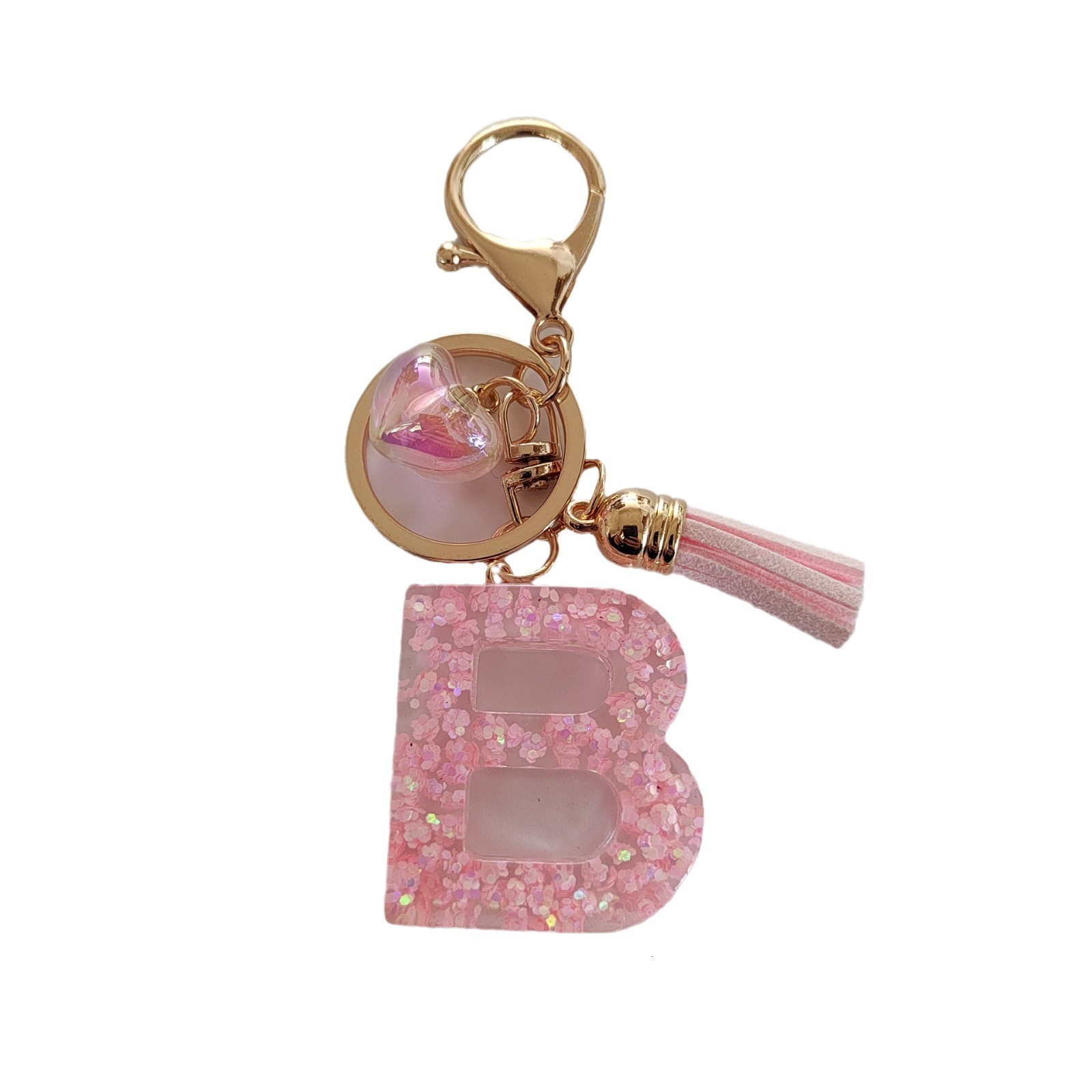 Hot Selling Creative 26 Alphabet Initial Keychain Tassel Butterfly Pendant Key Ring Star Sequin Resin Key241202