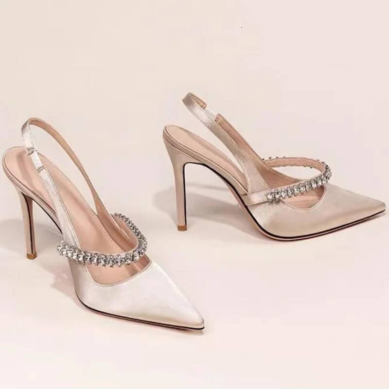 Velvet Suede Diamond Heels For Women Brand Nude Pink Closed Pointed Toe Sandals Luxury High-end 7/9cm High Heel Shoes ddmythur