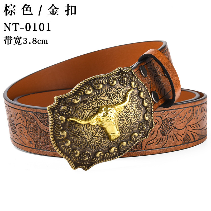 A mens and womens casual retro belt Western style PU leather belt with metal buckle suitable for daily work wear 251110