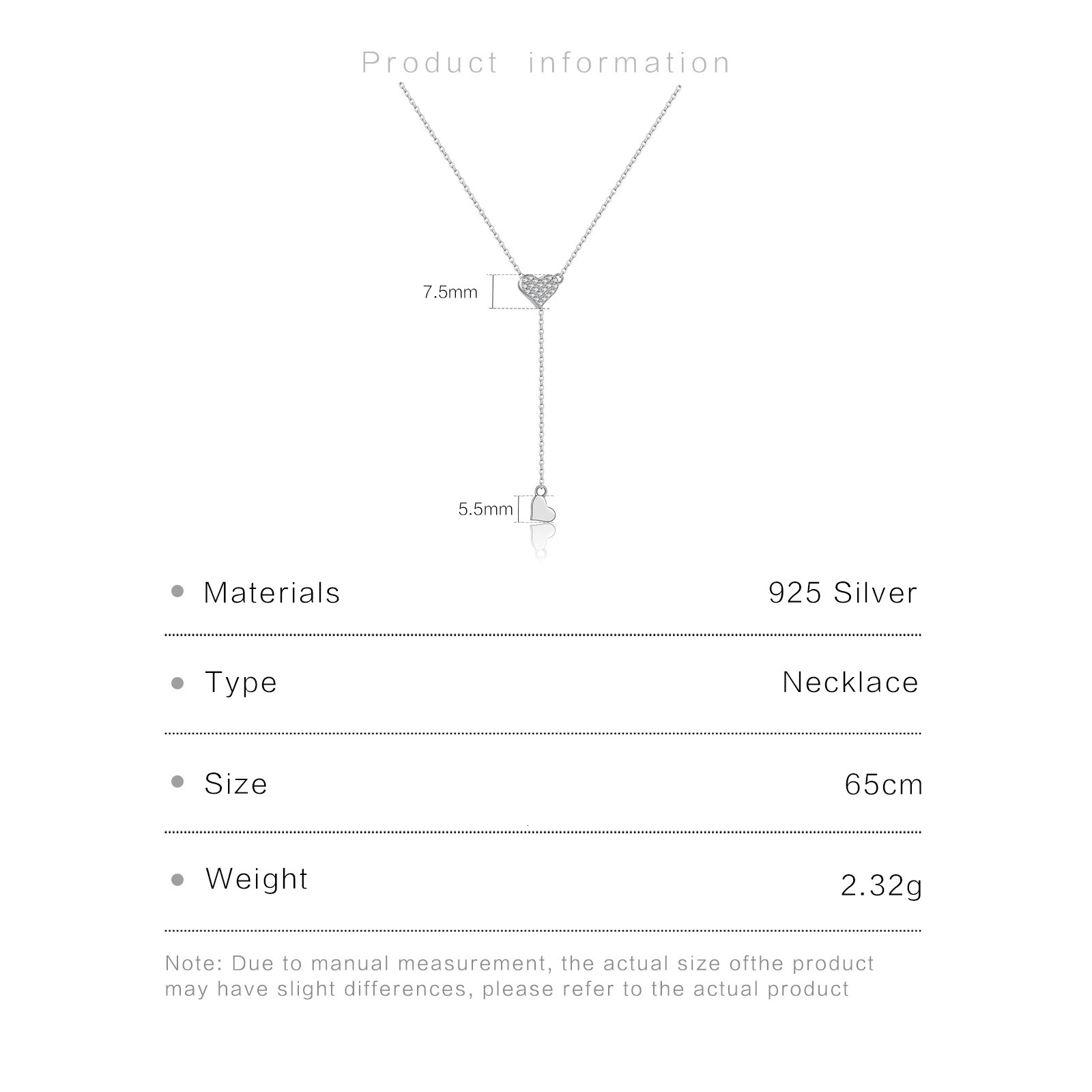 DPLAOPA Women 925 Sterling Silver Heart Zircon Ajustable Flexible Fix Pulling Necklace Wedding Fine Advanced Jewelry 260114 - view 6