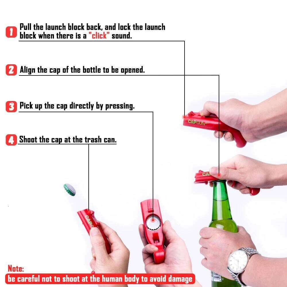 Catapult Gun Portable Creative Launcher Beer Opener Bar Tool Beverage Remover Shaped Bottle Cap Popper 26L0119