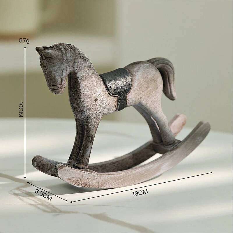 Nordic Retro Wooden Desk Balance Art Adornment Miniature Rocking Horse & Decor Ornament Kids Gift