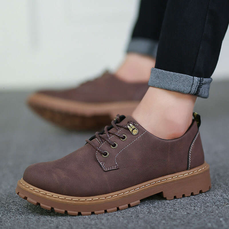 designer shoe martin chaussure for men autumn version british style business casual shoe red-brown khaki black retro workwear big toe boots versatile 