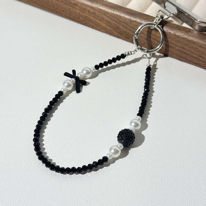 Fashion Bag Phone Chain Sugar Cube Bowknot Crystal Beaded Camellia Lanyard Keychain Pendant