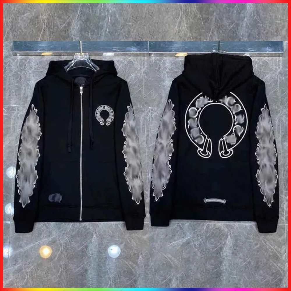 2026 hoodies designer clothes men zipper hoodies jackets long sleeves jacket loose outwear coats hoody woman horseshoe sanskrit cross streetwear
