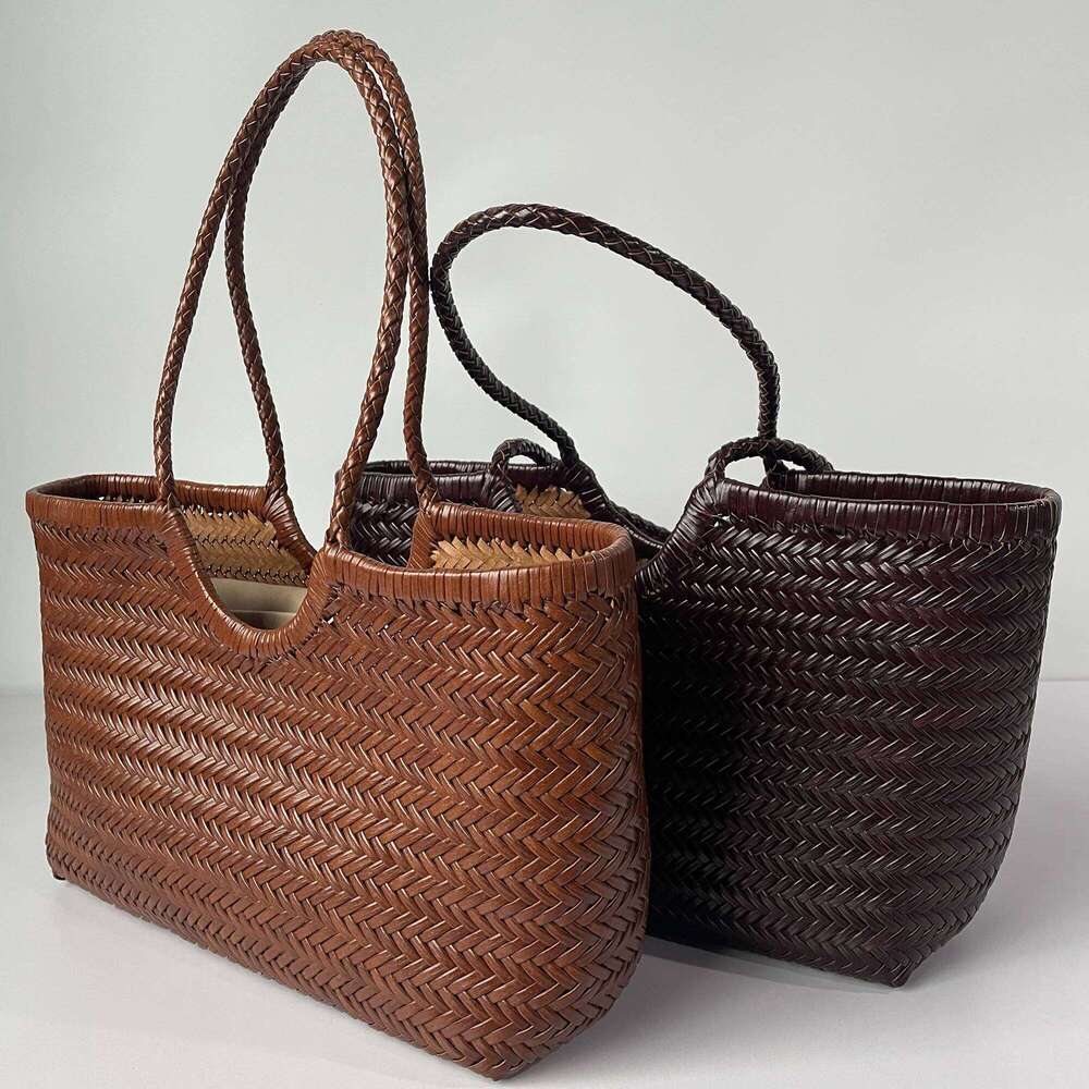 Genuine Leather Hand-Woven Vintage Tote New Classic Design Cowhide Shoulder Women's Spring Summer French Bucket Bag Suotong260119