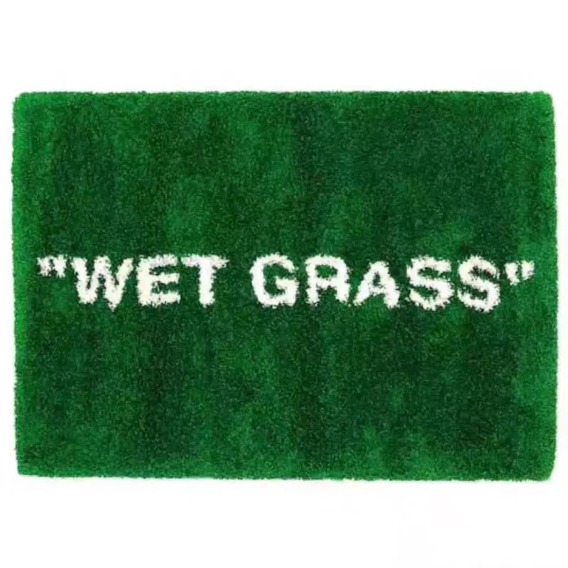 WET GRASS Rug Green Grass Classic Handmade Flocked Large Carpet Hypebeast Decor Parlor Bedroom Playroom Artistic Premium Floor Mat
