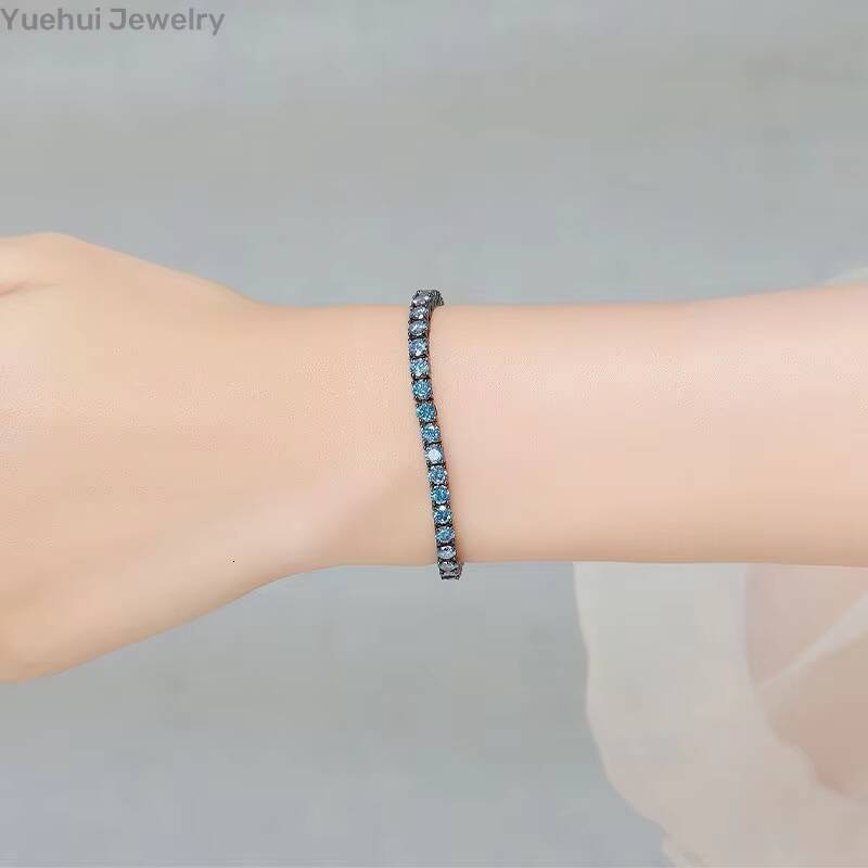 Dainty Womens Wholesale Mens Silver Cuban Couple Blue Tennis Moissanite Bracelet for Events