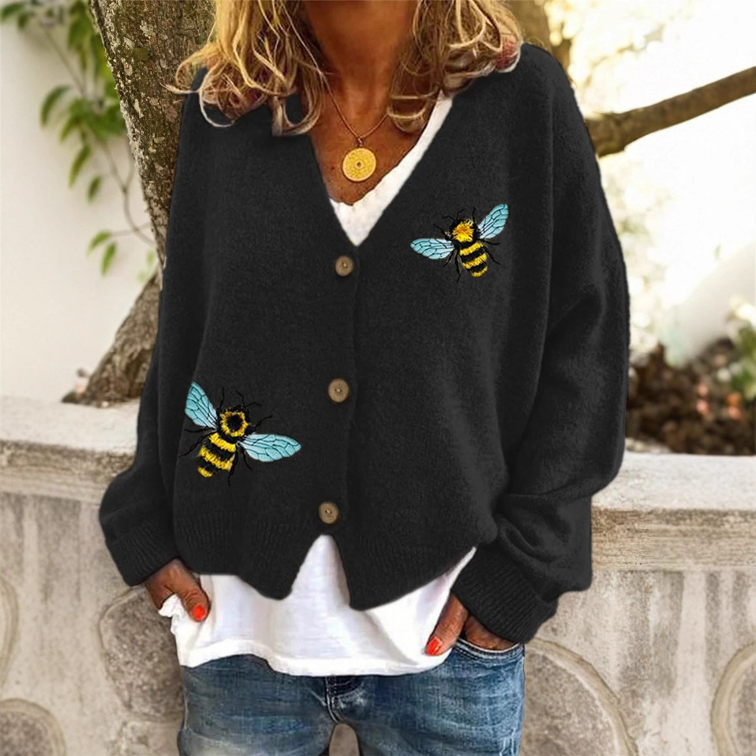 Luxury Brand Designer Clothes 2025 Autumn Winter Fashion Street V-Neck Animal Pattern Design Knitted Cardigan Sweater For