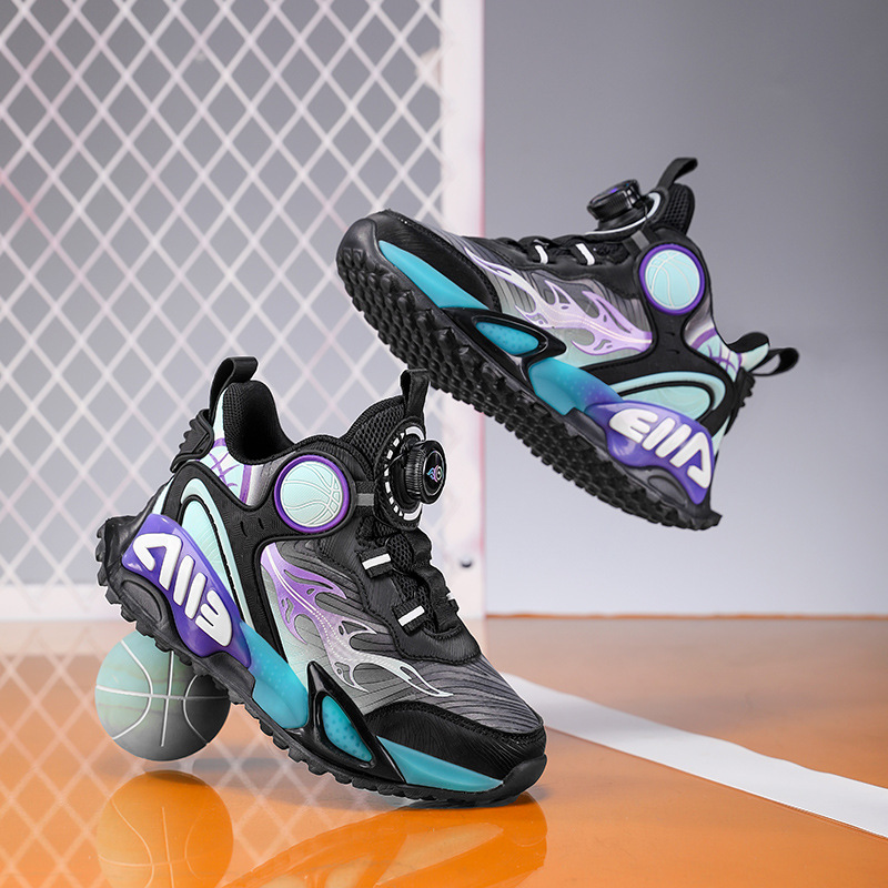 Children Basketball Shoes for Boys Girls Kids Teenagers Breathable Non-slip Lace Up Indoor Outdoor Training Sneakers Tennis Shoe