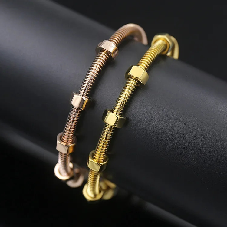 Trendy Stainless Steel Steel Couple Bracelets Hexagonal Screw Unisex Fashionable Jewelry Accessories 260113