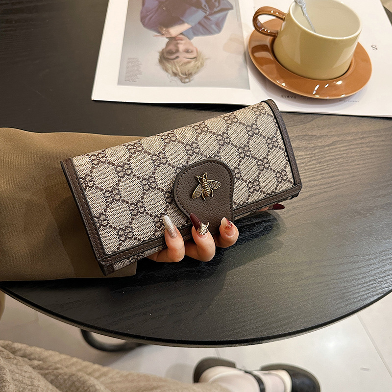 Ladies Purse Printed High-Grade Long Retro Bees High Appearance Level Short Multi Card Pocket Change Purse
